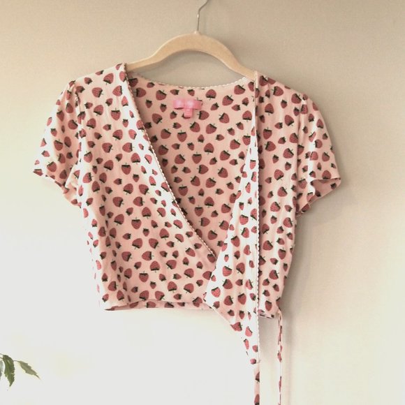 Sugar Thrillz 'Forbidden Fruit' Strawberry Wrap Top - Picture 2 of 6